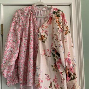 Chic Soul Long Sleeve 3X floral print blouse
